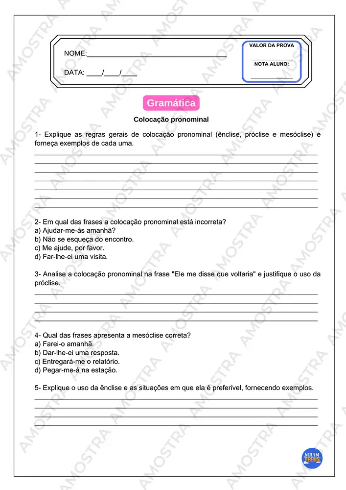 Avaliações de Português Ensino Médio - Imagem 6