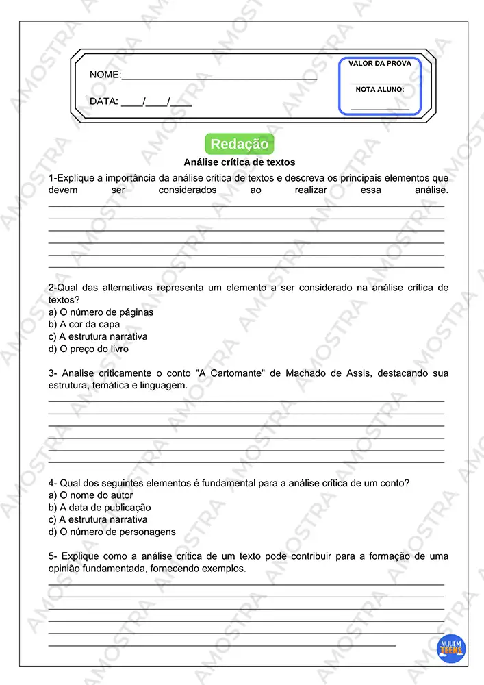 Avaliações de Português Ensino Médio - Imagem 7