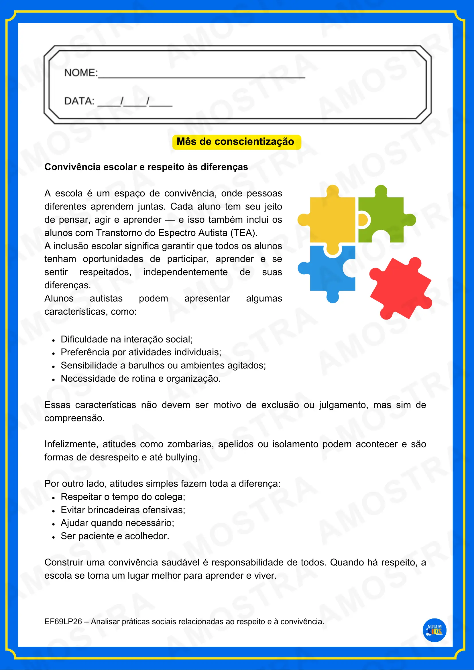 Brinde Atividades Autismo – Mês de Conscientização - Imagem 2