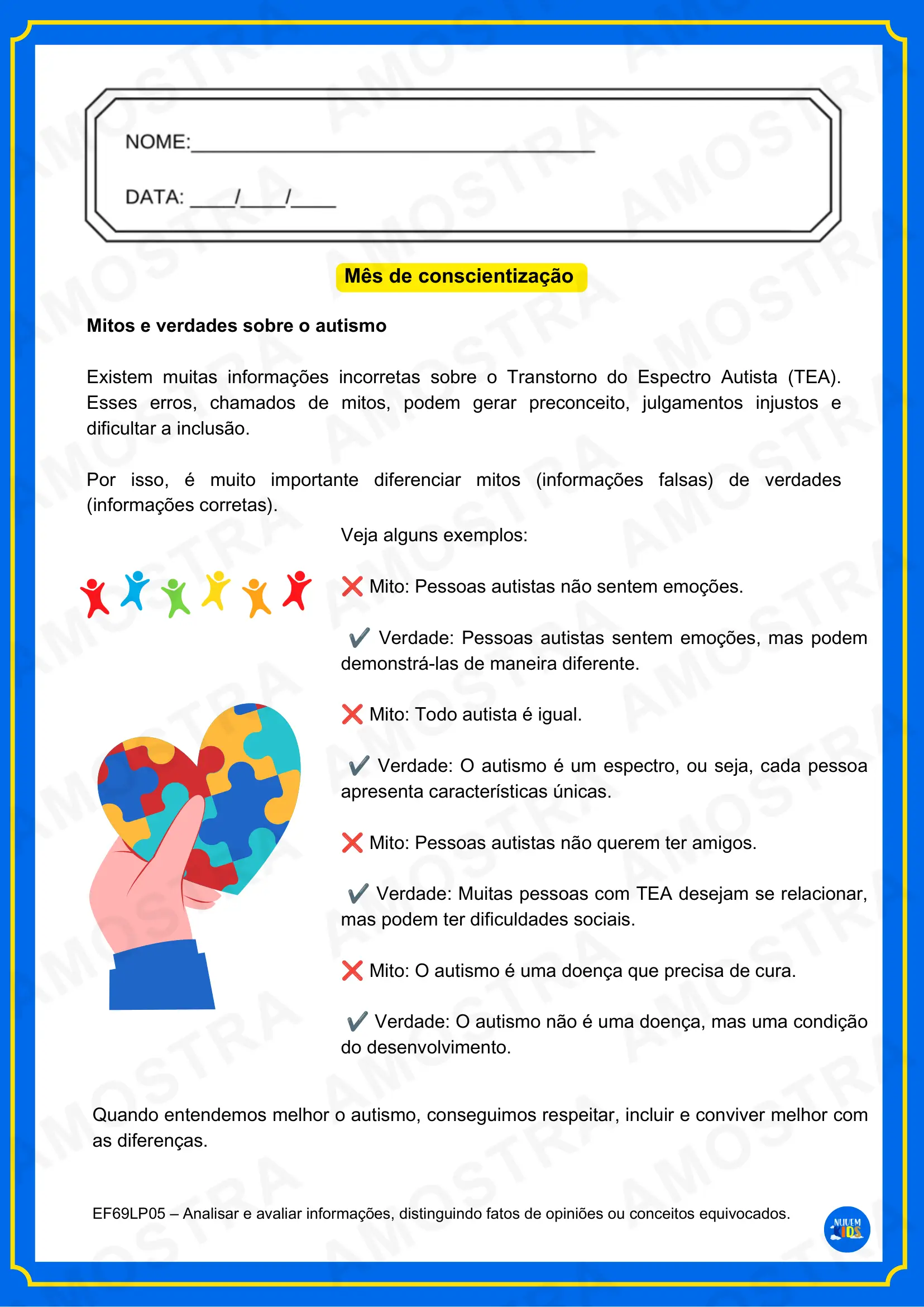 Brinde Atividades Autismo – Mês de Conscientização - Imagem 3