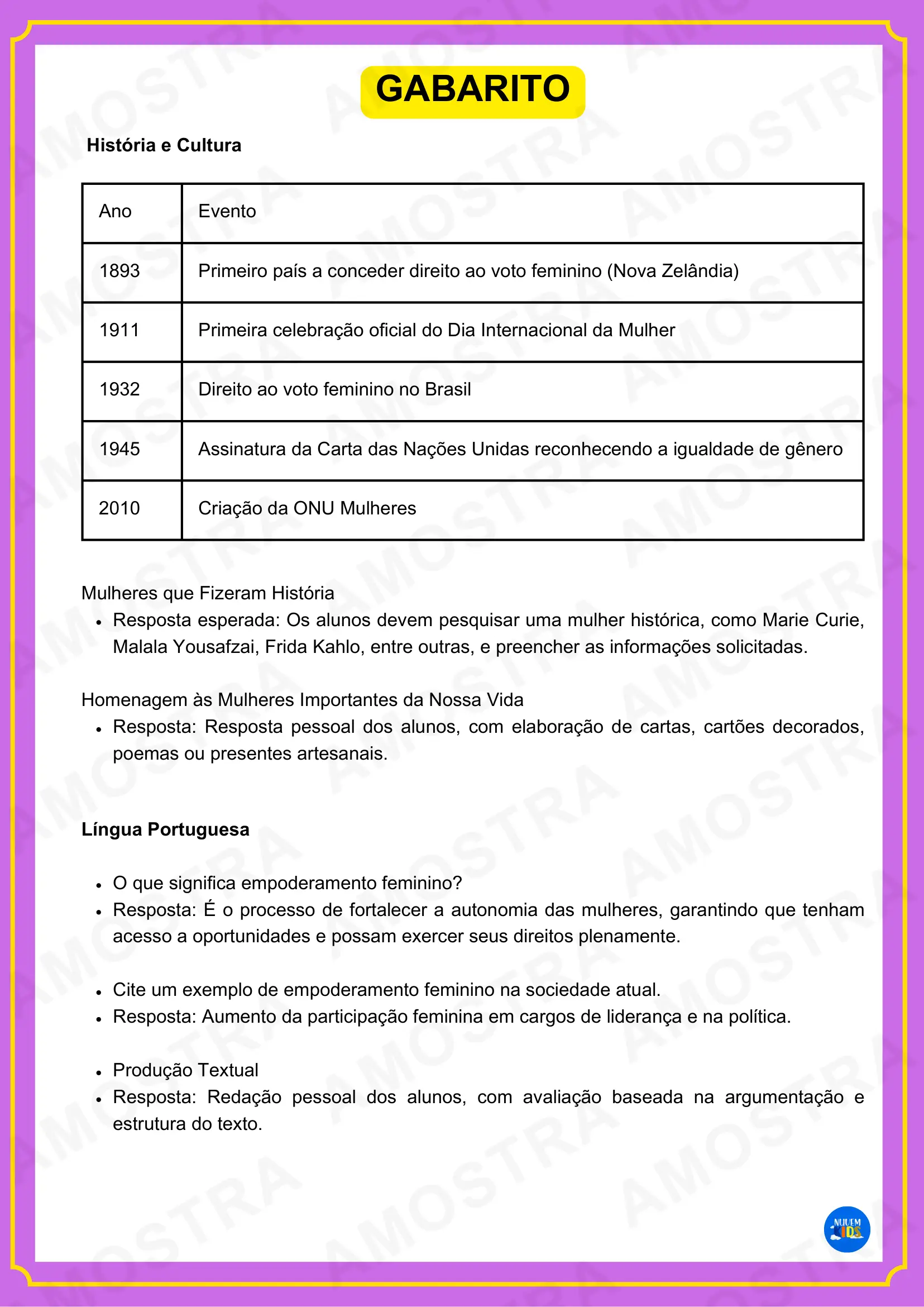 Brinde Atividades do Dia da Mulher – 8 de Março - Imagem 3