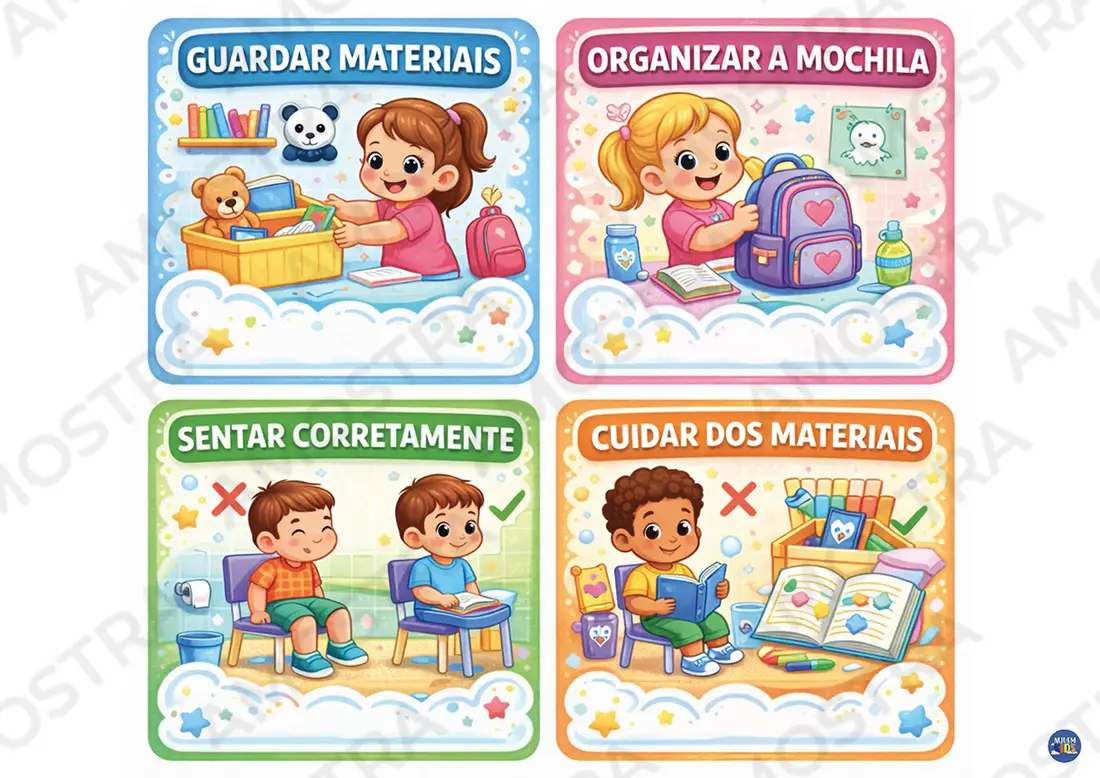 Cards Rotina Escolar Educação Infantil - Imagem 3