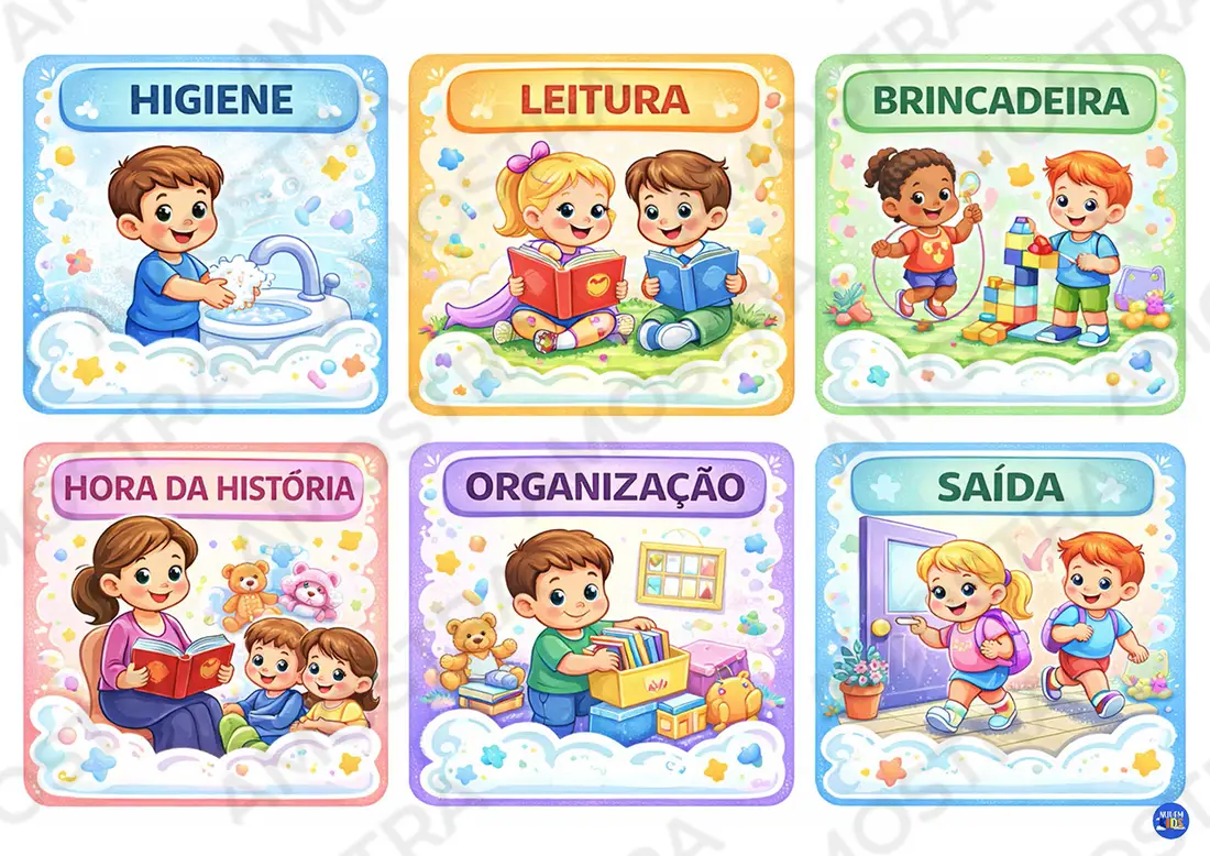 Cards Rotina Escolar Educação Infantil - Imagem 4