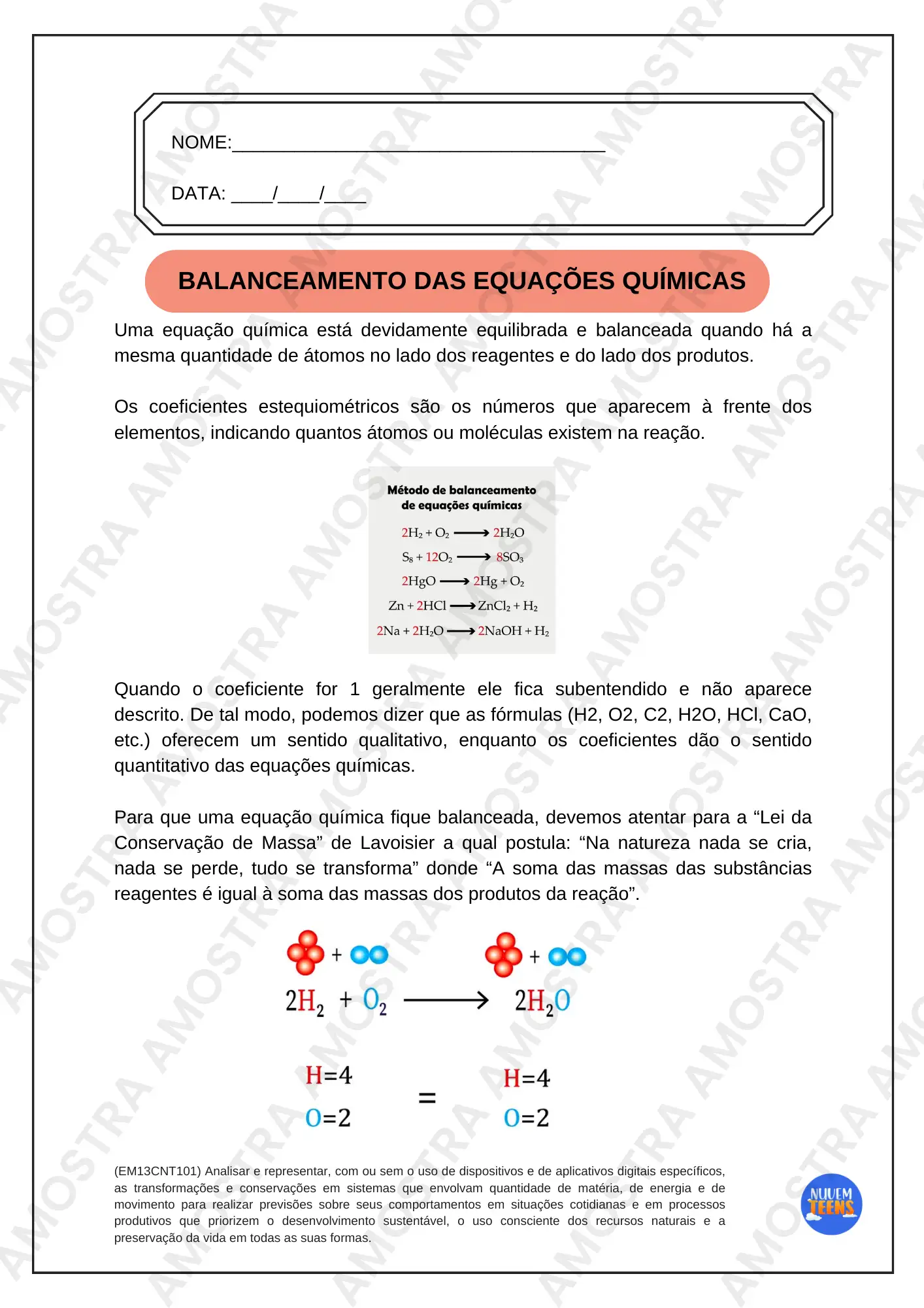 Atividades de Química Ensino Médio - Imagem 2