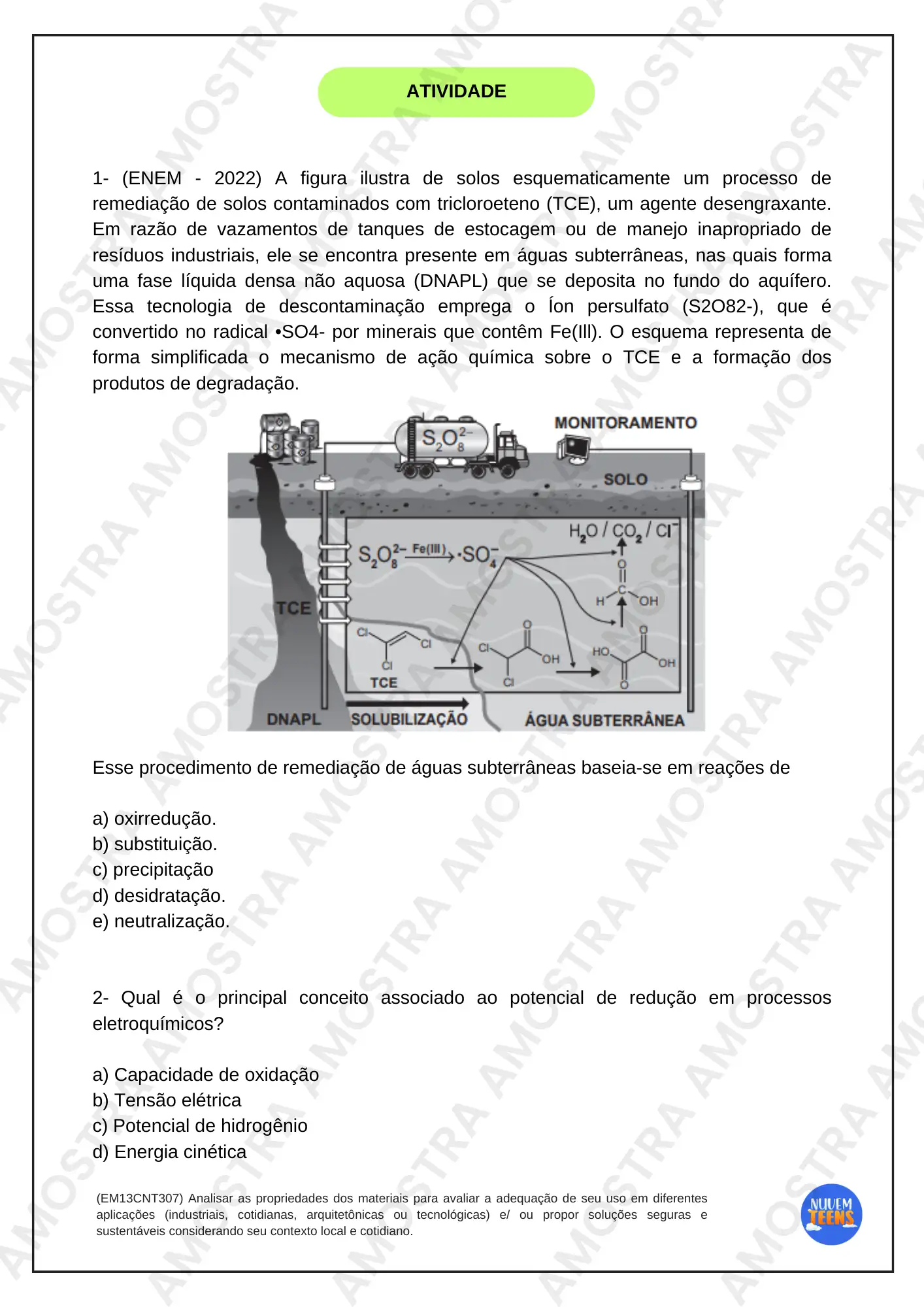 Atividades de Química Ensino Médio - Imagem 5