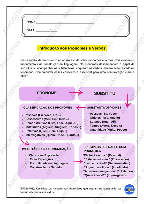 Atividades de Pronomes e Verbos 6º ao 9º Ano - Imagem 2