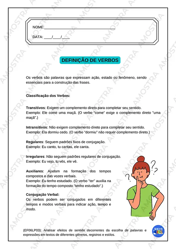 Atividades de Pronomes e Verbos 6º ao 9º Ano - Imagem 3