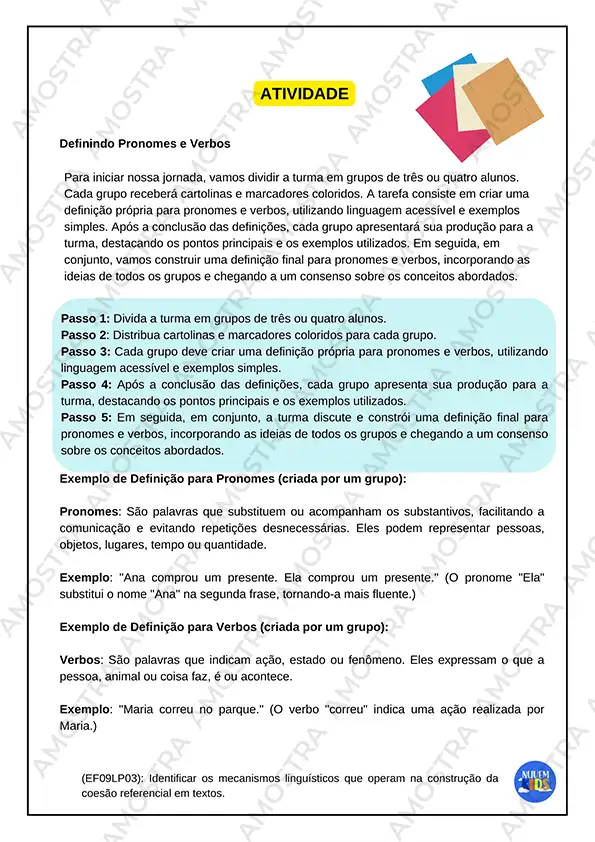 Atividades de Pronomes e Verbos 6º ao 9º Ano - Imagem 4
