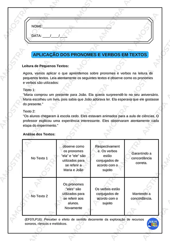 Atividades de Pronomes e Verbos 6º ao 9º Ano - Imagem 5