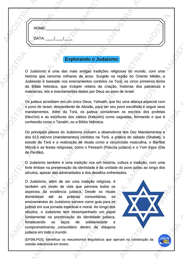 Atividades de Tradições Religiosas 6º ao 9º Ano - Imagem 2