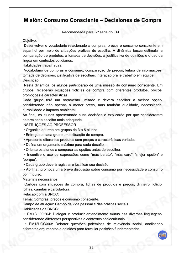 Atividades de Dinâmicas de Espanhol para Ensino Médio - Imagem 4
