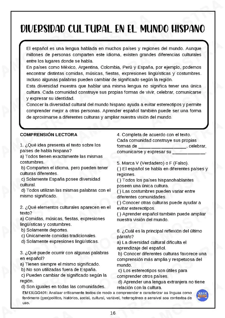 Fichas de Leitura Espanhol Ensino Médio - Imagem 2