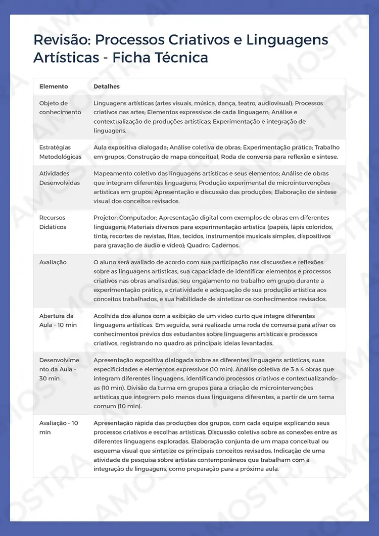 Planejamentos de Aula Arte 1ª a 3ª Série - Imagem 7