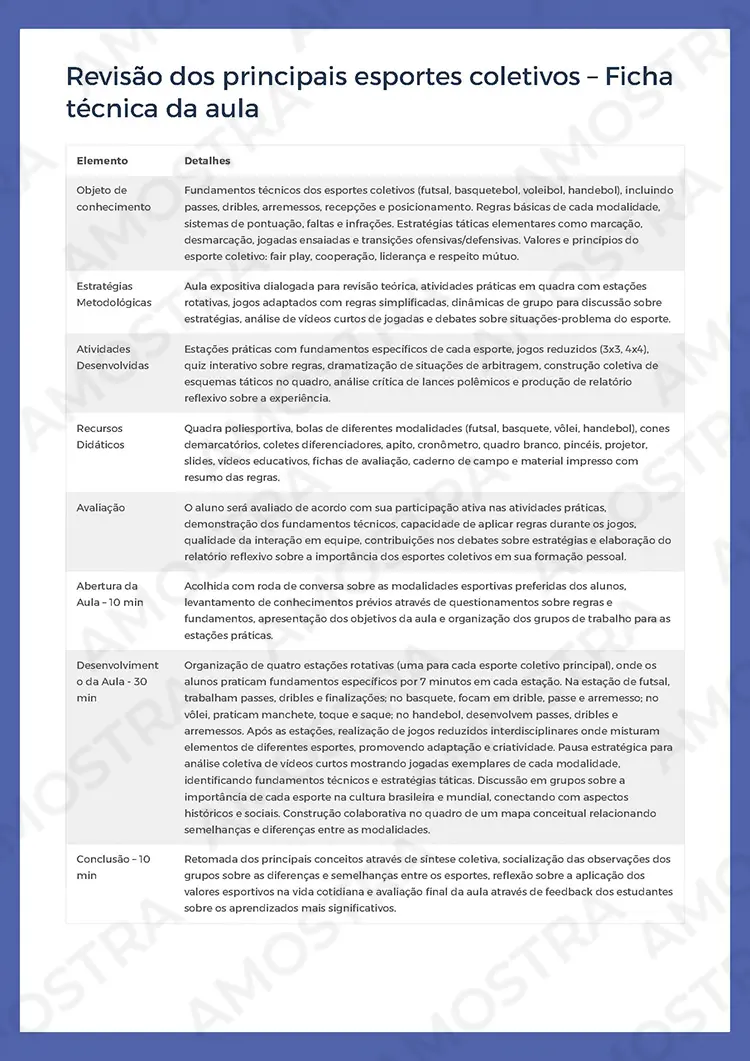 Planejamentos de Aula Educação Física 1ª a 3ª Série - Imagem 6