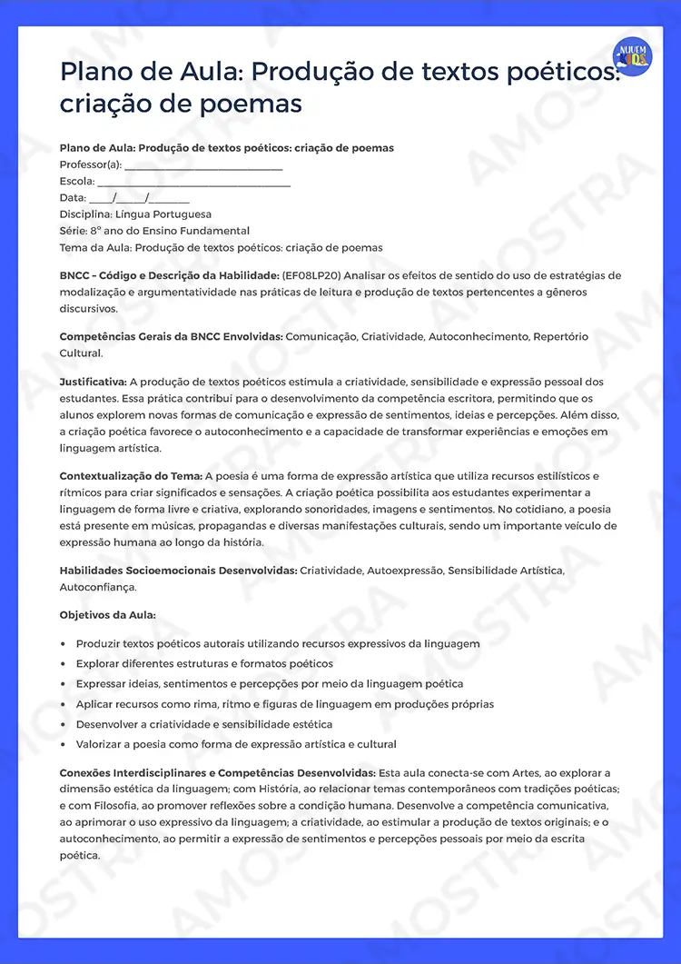 Planejamentos de Aula Português 6º ao 9º Ano - Imagem 3