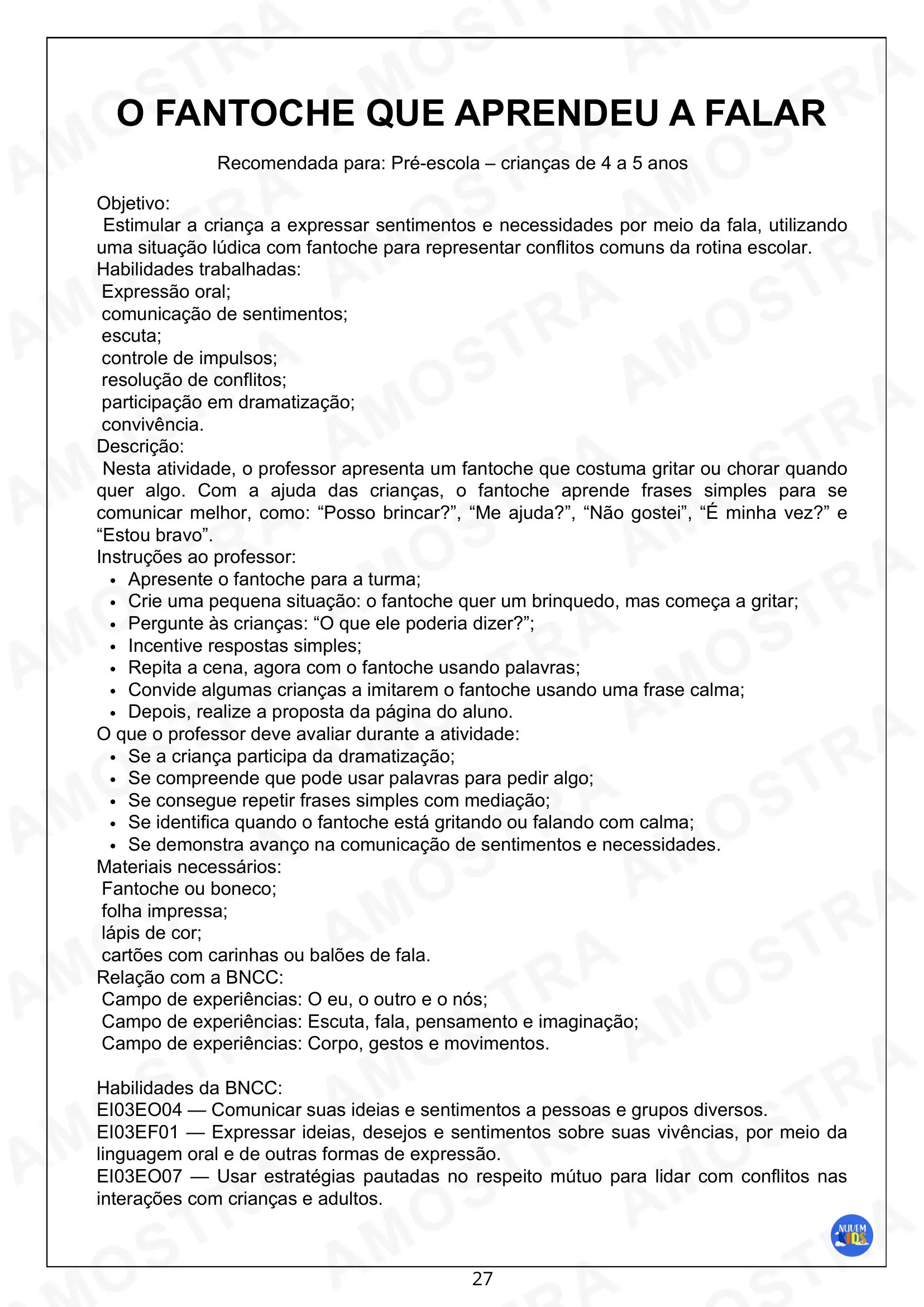Sequência Didática Autocontrole Educação Infantil - Imagem 7