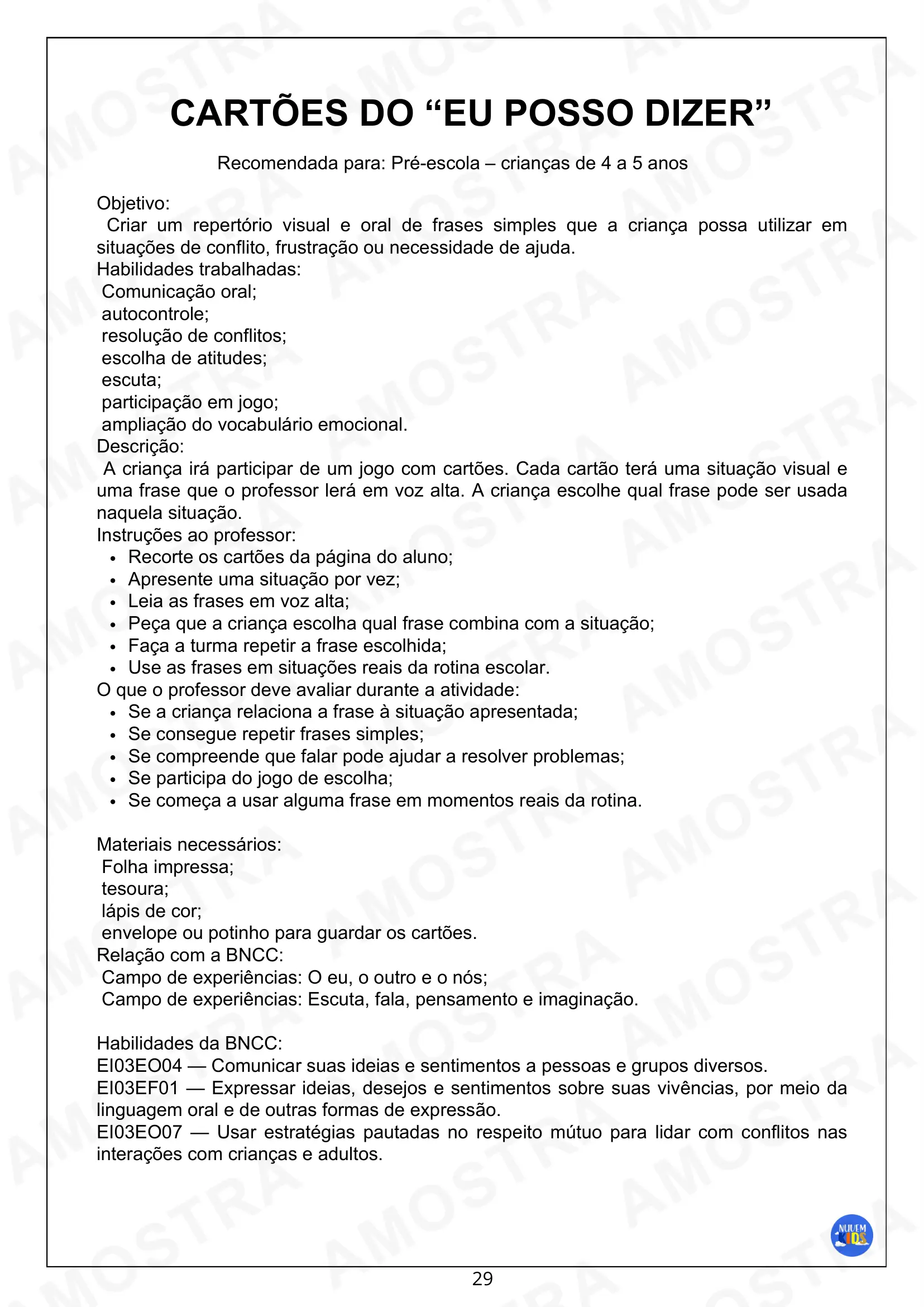 Sequência Didática Autocontrole Educação Infantil - Imagem 9