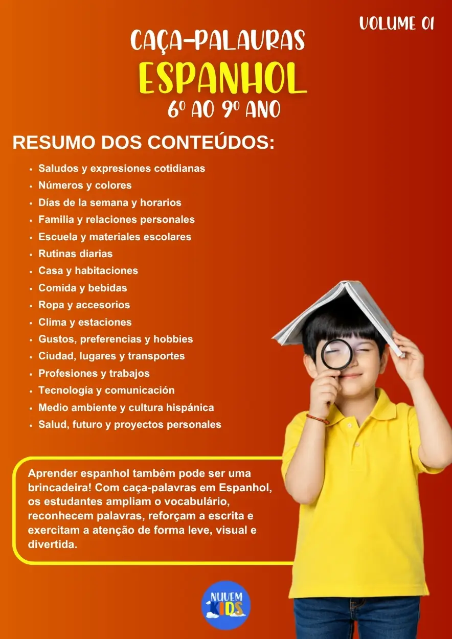 Caça-Palavras Espanhol Fundamental 2 - Imagem 1