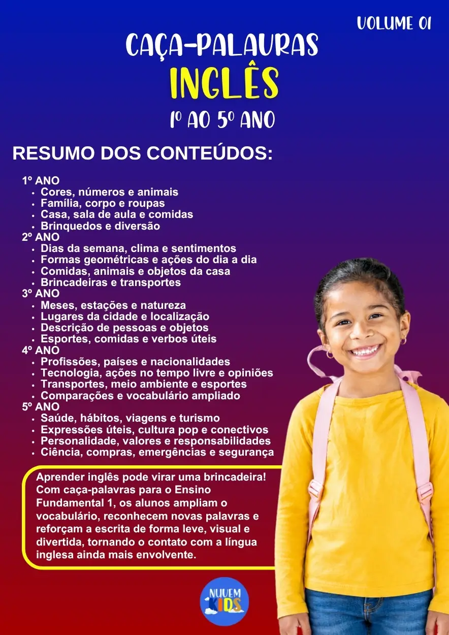 Caça Palavras Inglês Fundamental 1 - Imagem 1