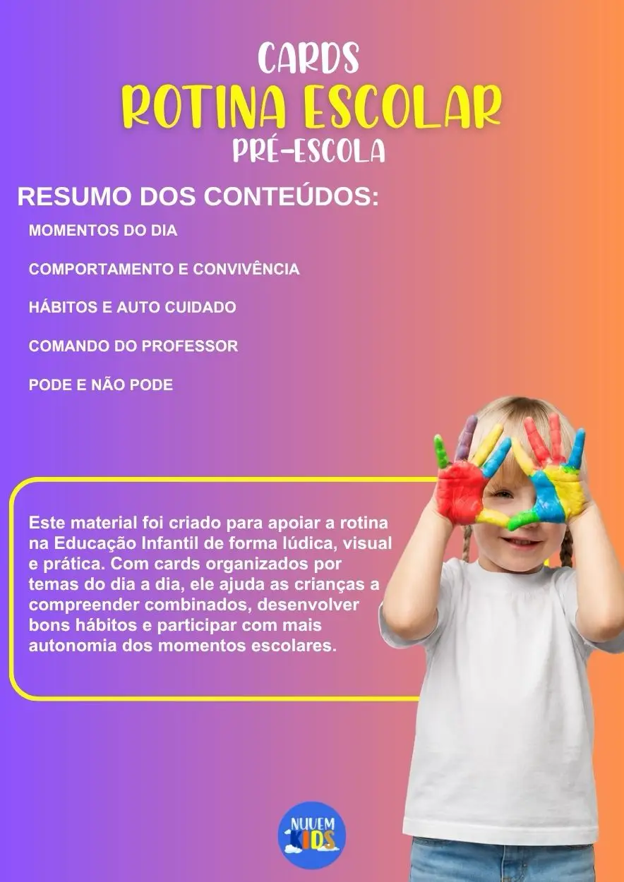 Cards Rotina Escolar Educação Infantil - Imagem 1
